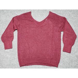 Rue21 Sweater Womens XS Pullover Burgundy 3/4 Sleeve V-Neck Knit New